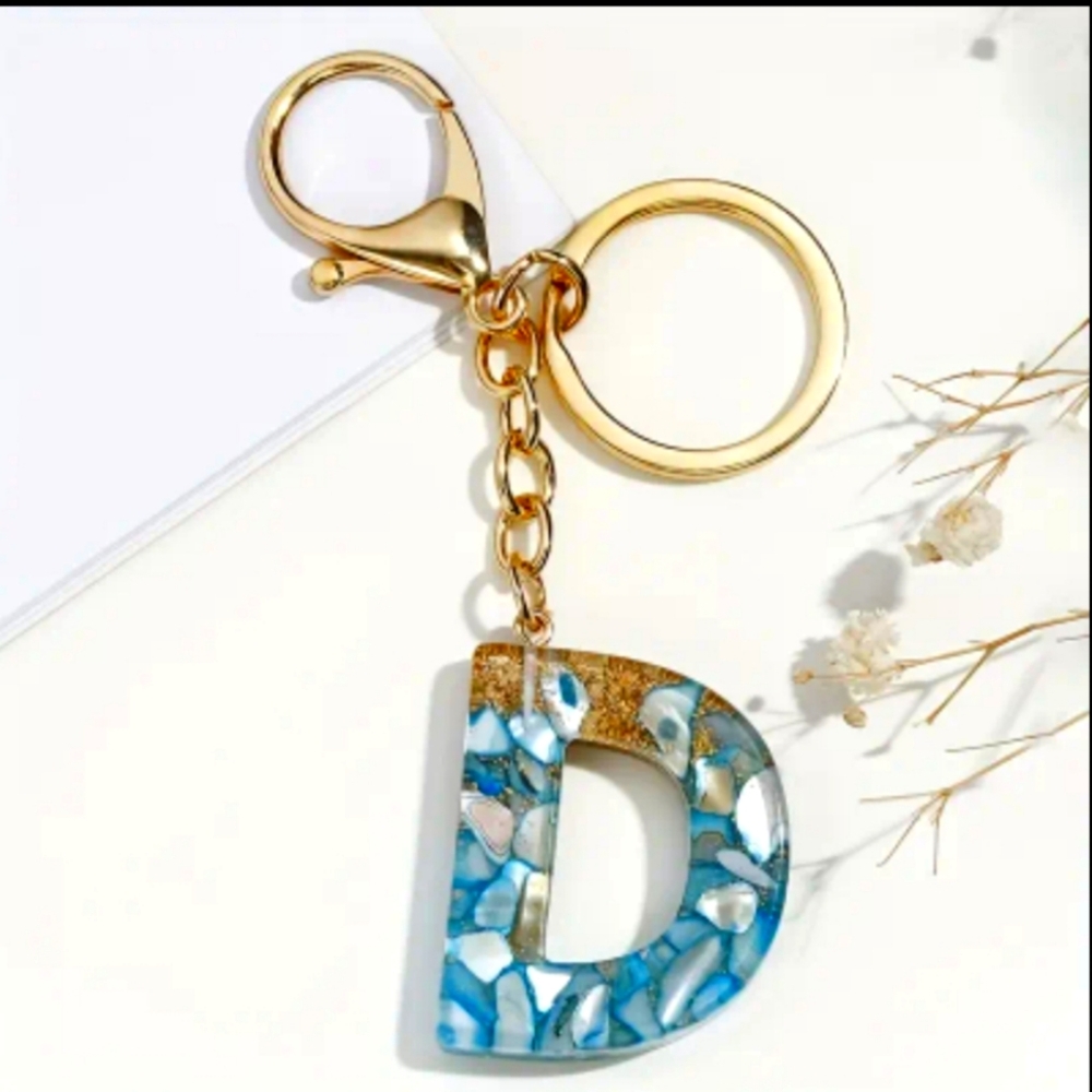 NEW! Resin Letter "D" Initial Keychain Purse Charm ~ 🎒, Bag, 🚗 Hanging Pendant